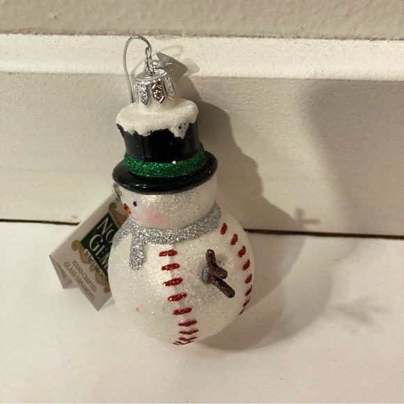 NWT Noble Gems by Kurt S. Adler Hand Blown Snowman Snowwoman baseball - Picture 4 of 6